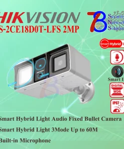 DS-2CE18D0T-LFS Hikvision Smart HybridLight HDTVI 2MP กล้องวงจรปิด (ไมค์)